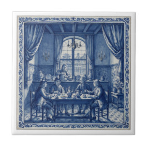 Maison de café en carreaux de Delft bleus et blanc