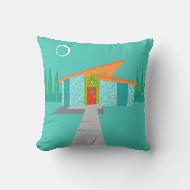 Maison de caricature Space Age Coussin extérieur (Recto)