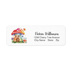 Maison de champignons Whimsical Cute Aquarelle per