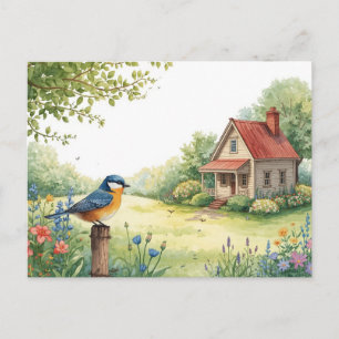 Maison de la Nature en Été Carte Postale Aquarelle