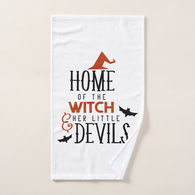 maison de la sorcière et ses petits démons Hallowe (Serviette à main)
