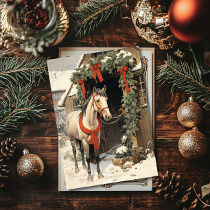 Maison de Noël avec Cheval Stables Carte Plat