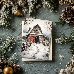 Maison de Noël avec Cheval Stables Carte Plat