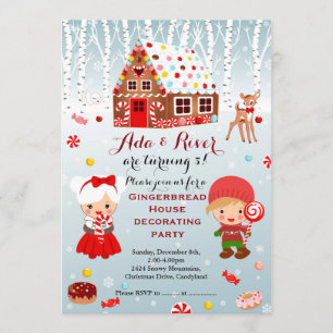 Maison de pain d'épices Invitation fête d'annivers