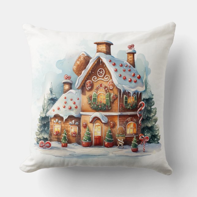 Maison de pain d'épices Noël Fêtes Jeu Oreiller (Recto)