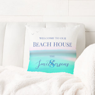 Maison de plage coussin océan bleu mer Jeu d'oreil