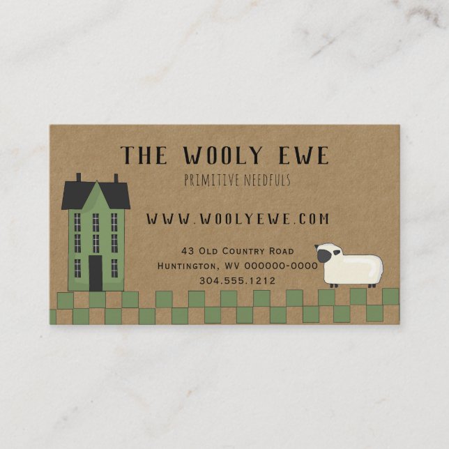 MAISON DE SALTBOX PRIMITIVE SUR KRAFT CARTE DE VIS (Devant)