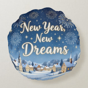 Maison d'hiver Nouvel An  Coussin Rond