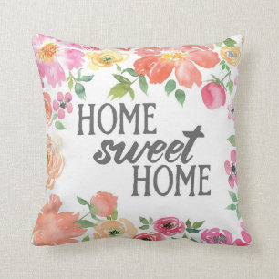 Maison douce à la maison - aquarelle - coussin de