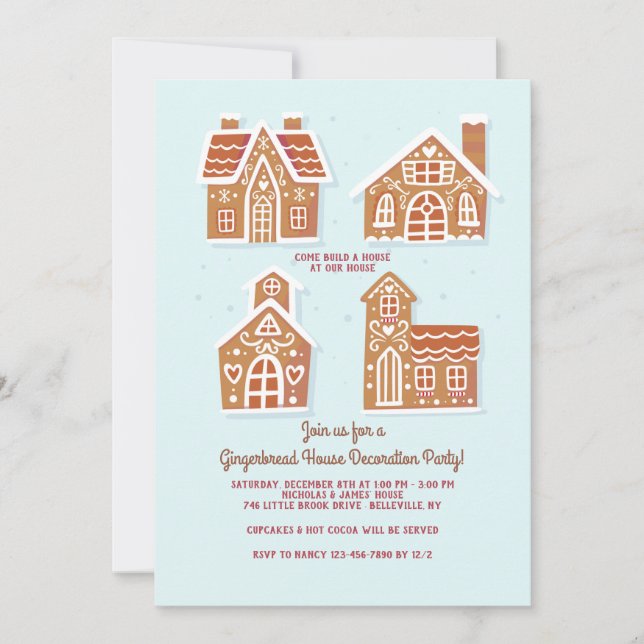 Maison en pain d'épice Décoration Fête Invitation (Devant)