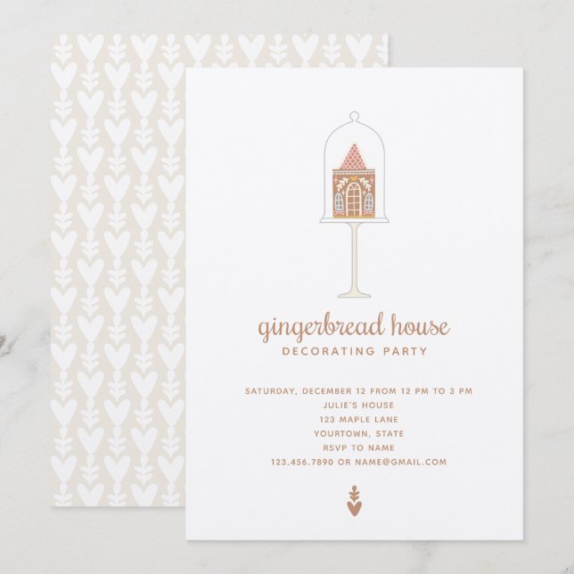 Maison en pain d'épice Décoration Fête Invitation (Devant / Derrière)