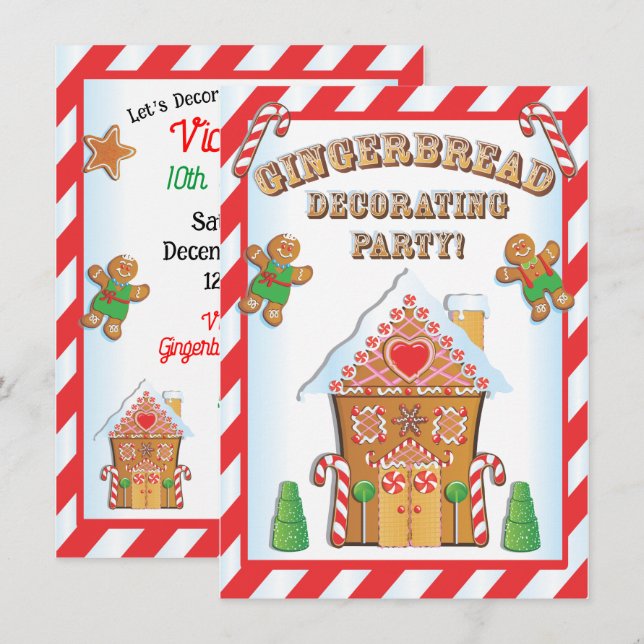 Maison en pain d'épices Décoration Invitations de  (Devant / Derrière)