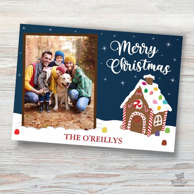 Maison en pain d'épices Joyeux Carte photo de Noël (Créateur téléchargé)
