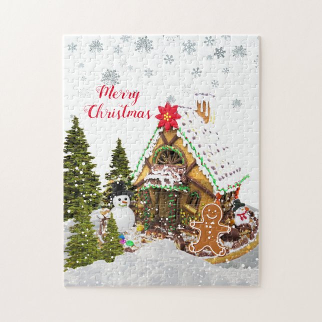 Maison en pain d'épices Noël Puzzle (Vertical)