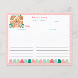 Maison en pain d'épices rose   Carte de recettes d