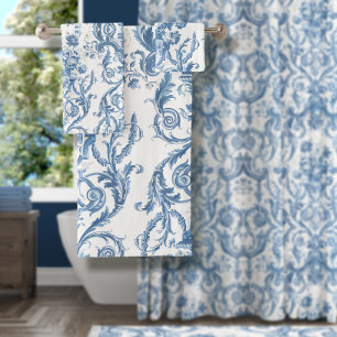 Maison Florale Bleu Blanc Élégant Pays Anglais