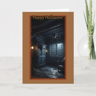 Maison hantée avec carte d'Halloween Spider géant
