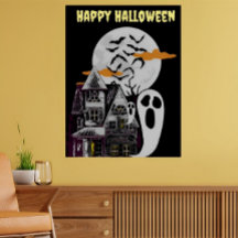 Maison hantée et chauves-souris volantes Affiches 