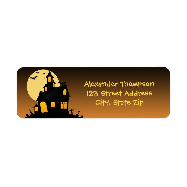 Maison hantée Halloween Adresse de retour Étiquett (Devant)