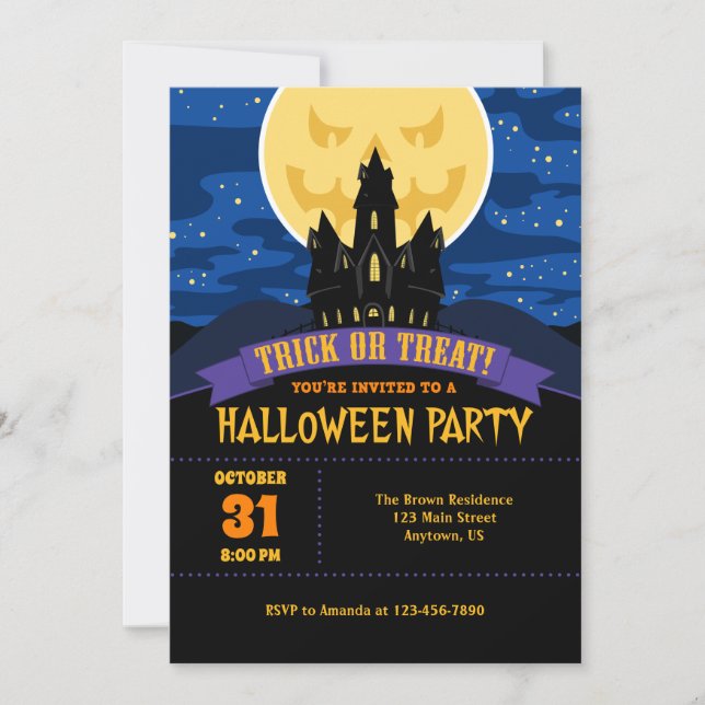 Maison hantée Halloween Fête Invitation (Devant)