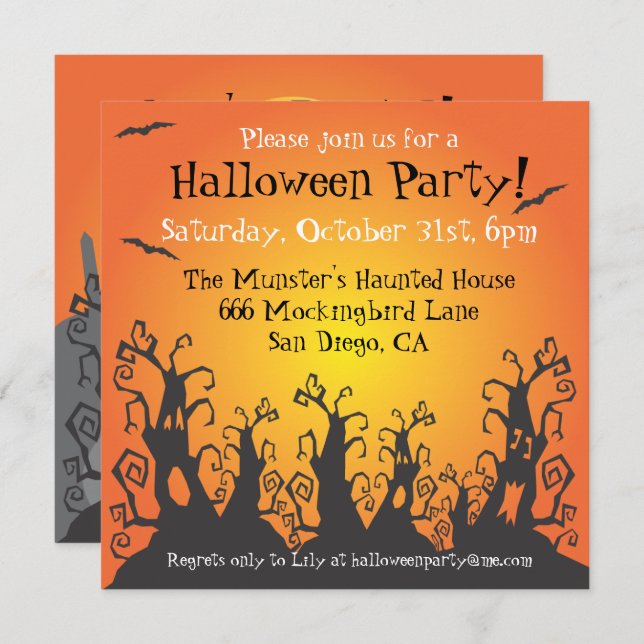 Maison hantée Halloween Fête Invitation (Devant / Derrière)