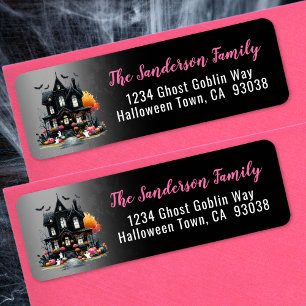 Maison Hantée Rose Halloween Adresse de Retour