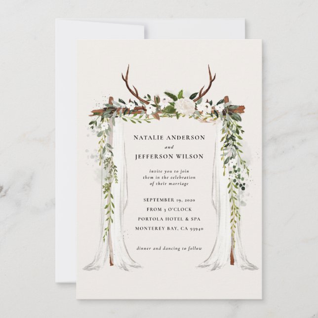 Maison rustique ferme cerf feuillage invitation ma (Devant)