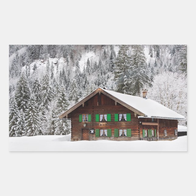 Maison traditionnelle en Bavière autocollant recta (Devant)