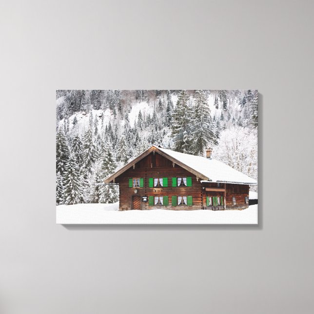 Maison traditionnelle en bois en toile de Bavière (Recto)