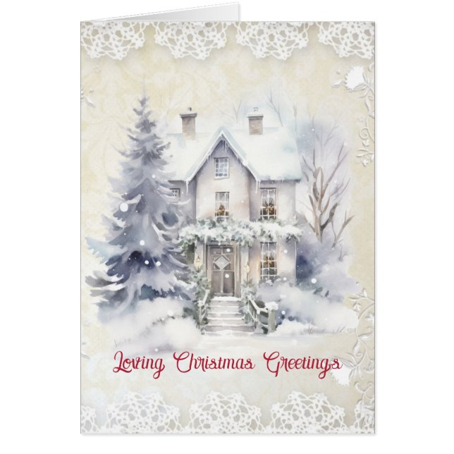 Maison victorienne envoyant des voeux de Noël d'am (Devant)