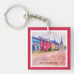 Maisons Abstraites de rangées d'aquarelle