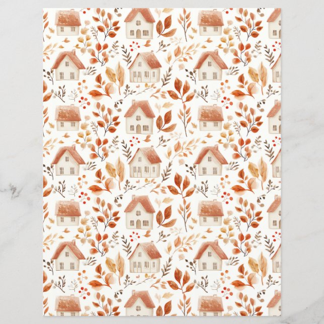 Maisons colorées, papier à papier feuille motif (Devant)