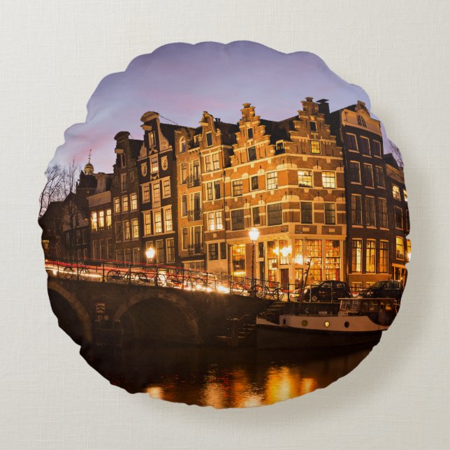 Maisons de canal d'Amsterdam au coussin rond de (Devant)
