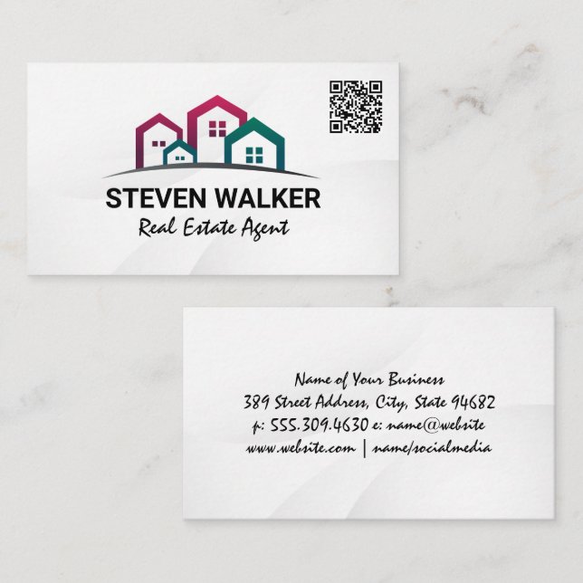 Maisons immobilières | Carte de visite de code QR (Devant / Derrière)