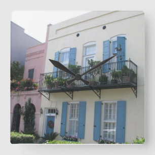 Maisons Rainbow Row, Charleston SC Horloge
