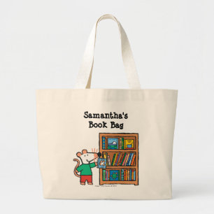 Maisy and a Bookshelf of Books Large Tote Bag