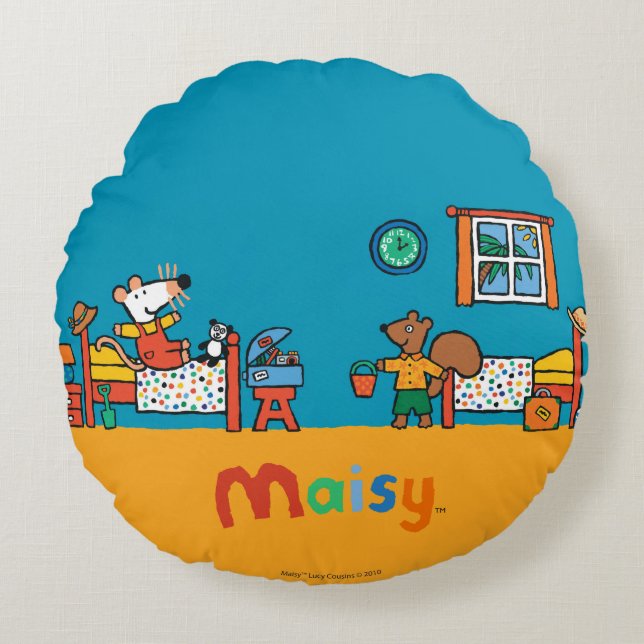 Maisy and Cyril Go on Vacation Scene Round Pillow (Front)