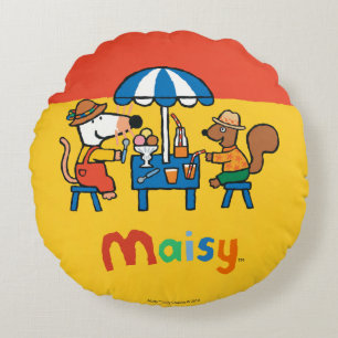 Maisy and Cyril Snacktime at the Beach Round Pillow