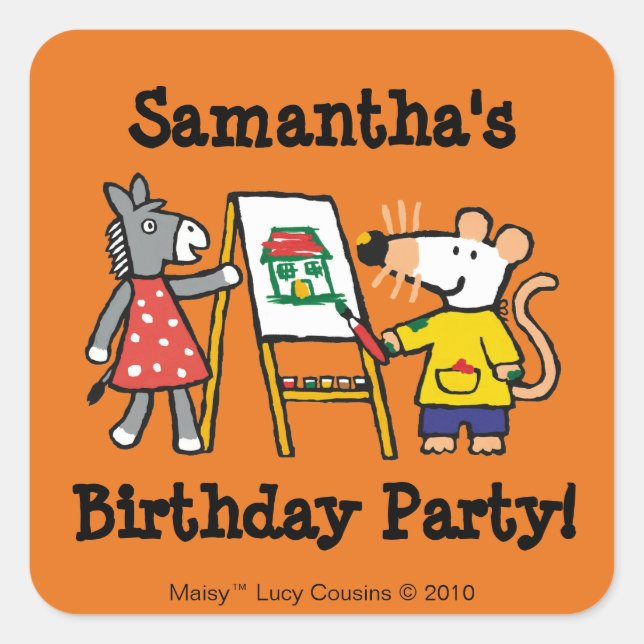 Maisy and Dotty Paint at Preschool Square Sticker (Front)