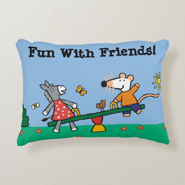 Maisy and Dotty Seesaw at the Playground Accent Pillow (Front)