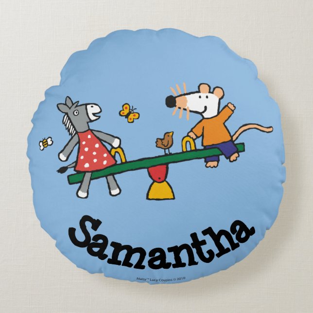 Maisy and Dotty Seesaw at the Playground Round Pillow (Front)