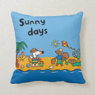 Maisy and Friends at the Beach Throw Pillow