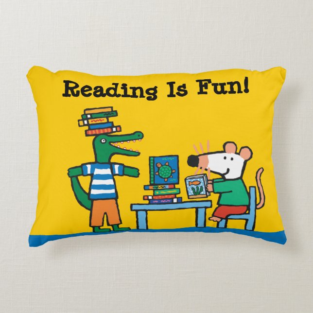 Maisy and Friends Enjoy the Library Decorative Pillow (Front)