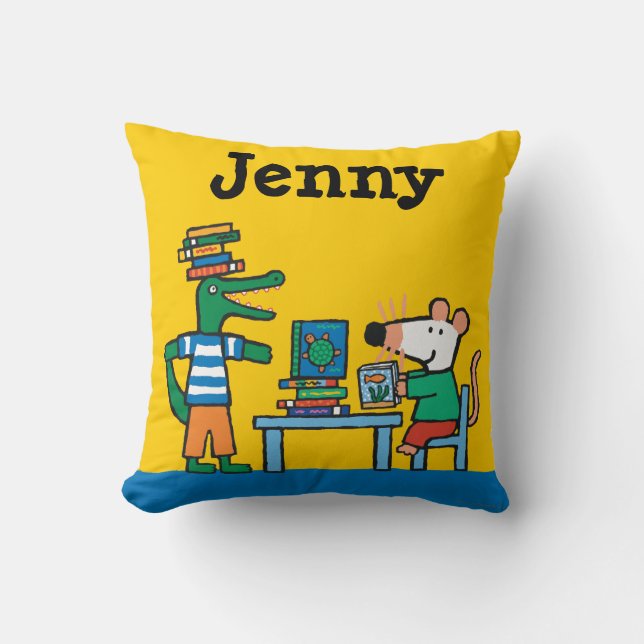 Maisy and Friends Enjoy the Library Throw Pillow (Front)