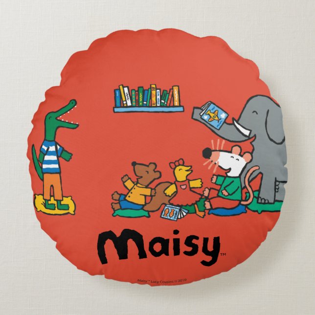 Maisy and Friends Laugh at Story Time Round Pillow (Front)