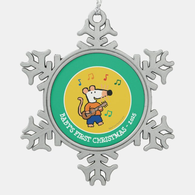 Maisy and Friends Play in the Band Snowflake Pewter Christmas Ornament (Front)