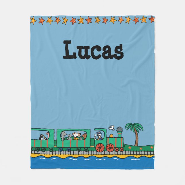 Maisy and Friends Ride on Green Train Fleece Blanket (Front)