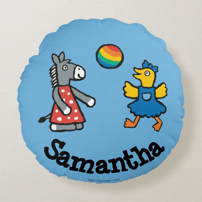 Maisy at Preschool with Friends on the Playground Round Pillow (Front)