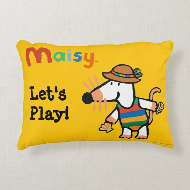Maisy Collecting Shells At The Beach Decorative Pillow (Front)