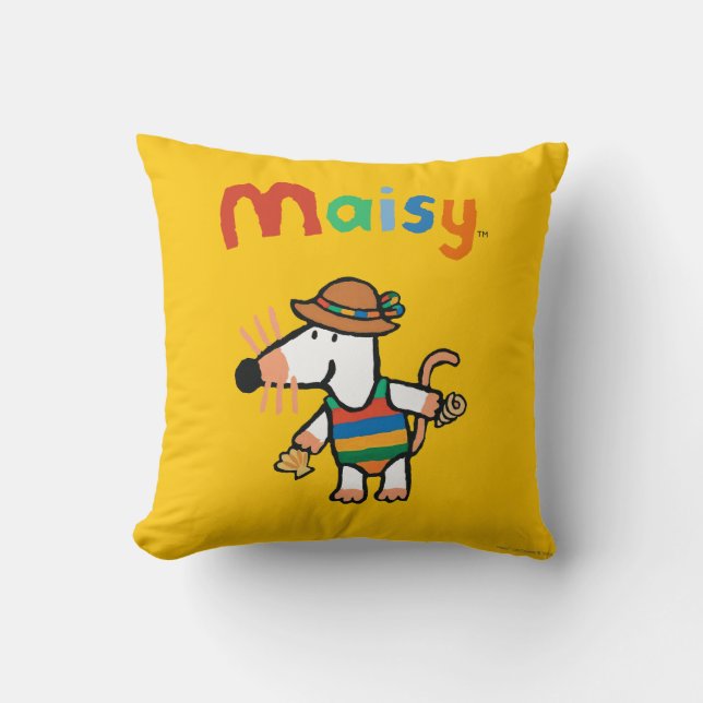 Maisy Collecting Shells At The Beach Throw Pillow (Front)